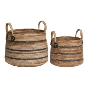 Striped Woven Basket Set